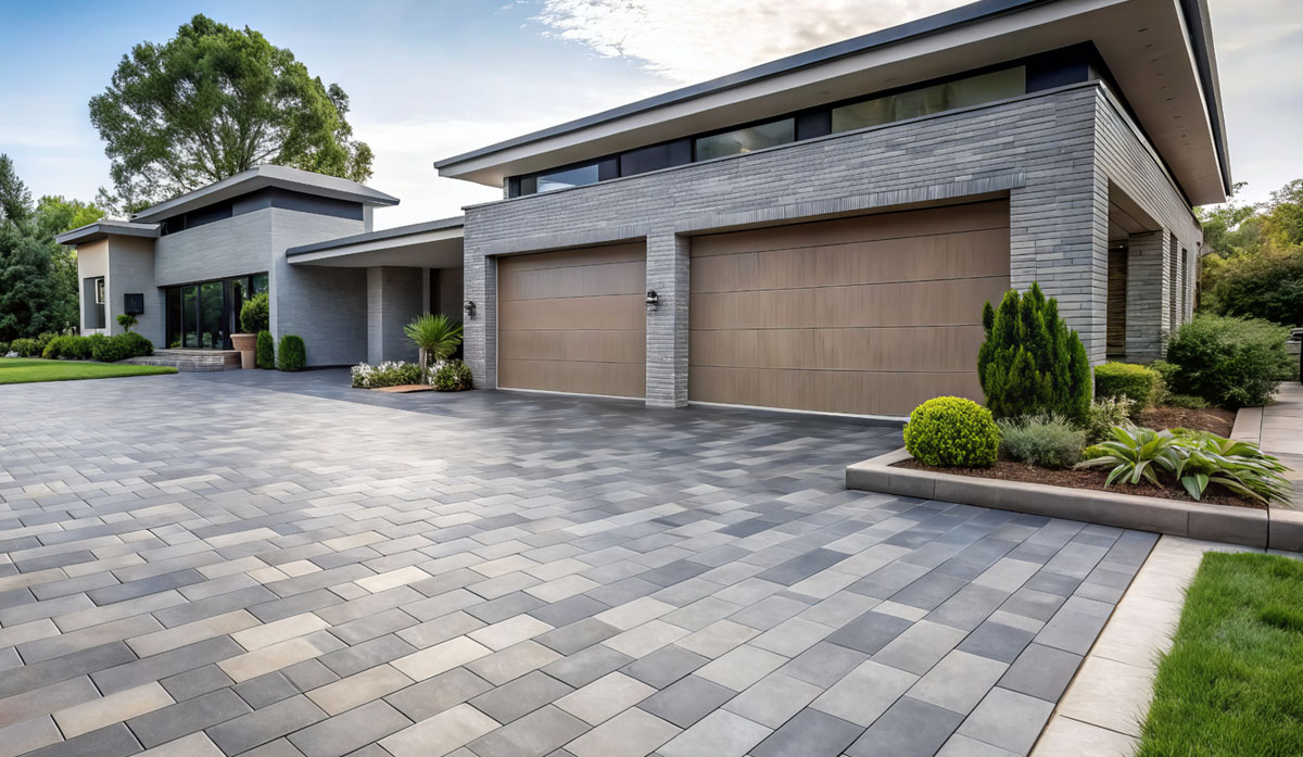 Einfahrt mit Pflastersteinen